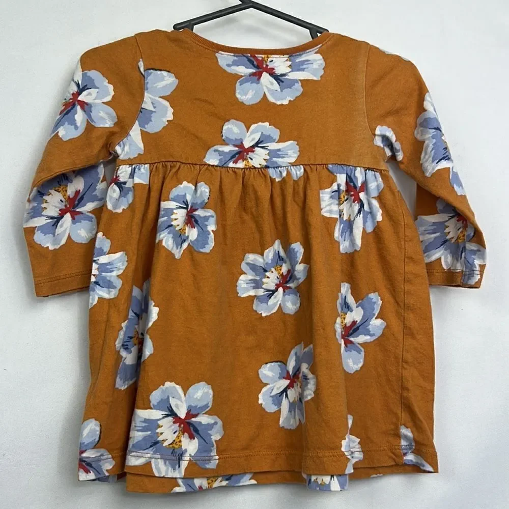 Old Navy Fall brown and purple long sleeve floral knit dress size 6-12 m EUC